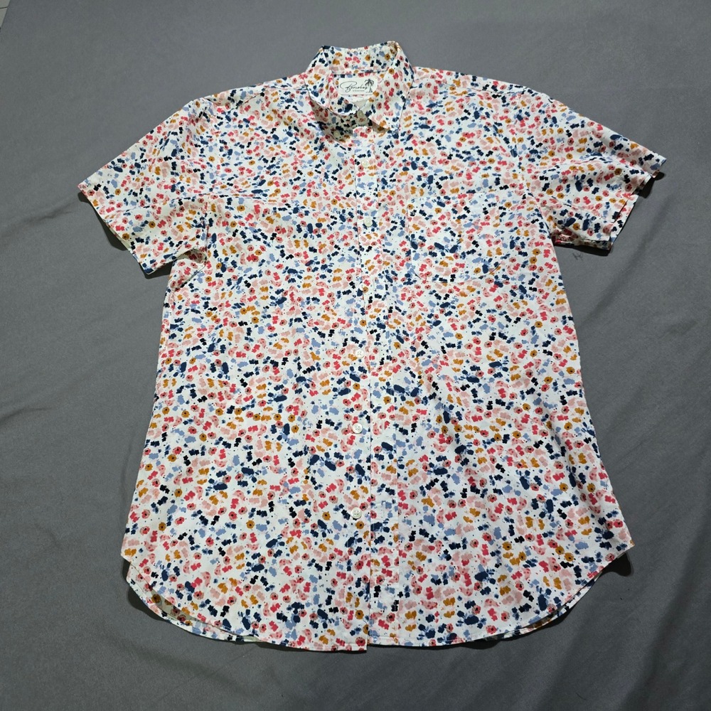 Bonobos Button Down Shirt Mens M White Multicolored Floral Splatter Tailored Fit